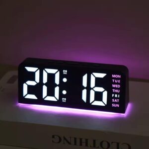 Led Digital Colorful Alarm Clock With Date Temperature