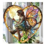 Magical Fairy Magic Acrylic Heart Shaped Wall Hanging With Stained Glass Effect Perfect For Home And Garden Decor