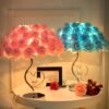 Modern Wedding Decor Electric Table Lamp Gift Wedding Bedroom Bedside Desk Lamp Creative Rose Flower Light Body Color White