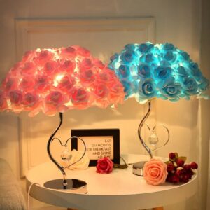 Modern Wedding Decor Electric Table Lamp Gift Wedding Bedroom Bedside Desk Lamp Creative Rose Flower Light Body Color White