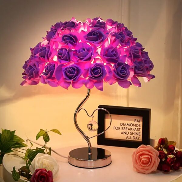 Modern Wedding Decor Electric Table Lamp Gift Wedding Bedroom Bedside Desk Lamp Creative Rose Flower Light Body Color White