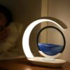 Table Lamp USB Wireless Charging Desk Lamp 3D Hourglass Ornaments Sand Painting Night Light for Office Room Decoration